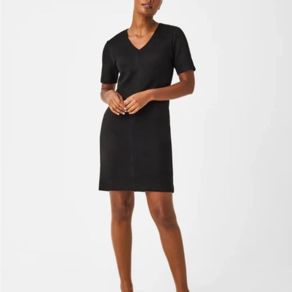 NWT SPANX faux suede v neck dress size small inn black - Picture 3 of 7
